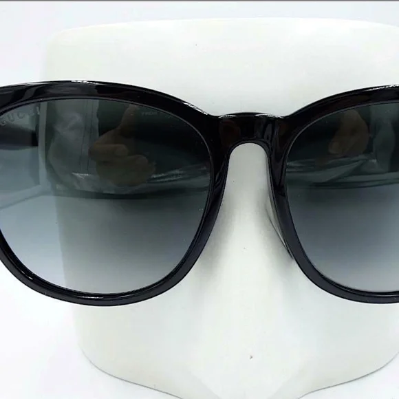 Gucci Women Polished Black Gray Gradient Sunglasses GG0232SK 001